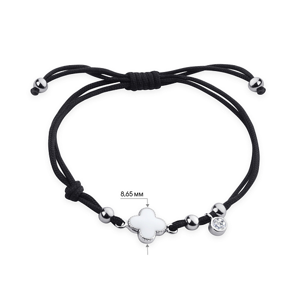 Браслет на нити с серебряными вставками и фианитом (арт. 7309/3065/8ебч) – изображение 2