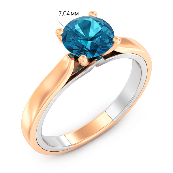 Золотое кольцо Blue Ocean с топазом (арт. 140809Пкбл) – изображение 4