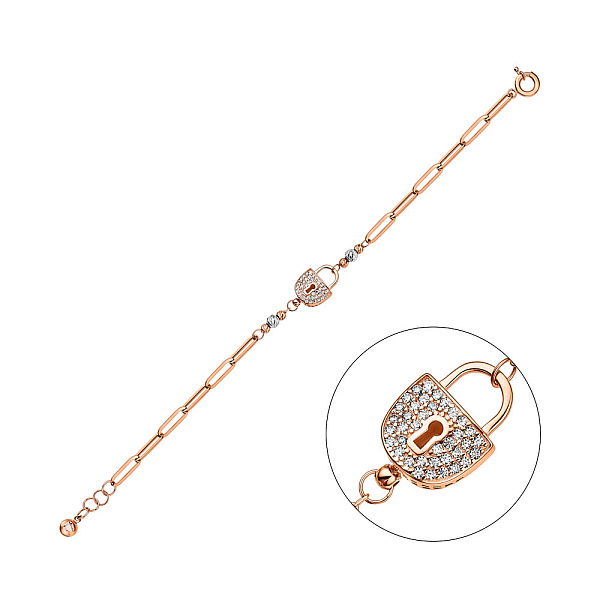 Золотой браслет "Замок" с фианитами (арт. 325474кб) – изображение 1