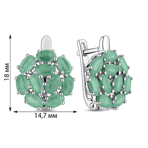 Серебряные серьги с изумрудами (арт. 7502/2042389Изм) – изображение 2