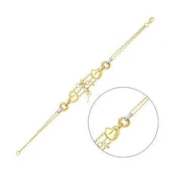 Браслет з жовтого золота з фіанітами і емаллю (арт. 321731ж)