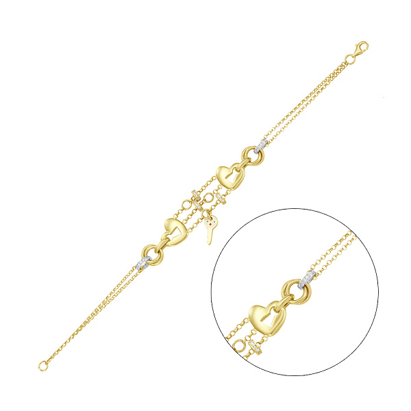 Браслет з жовтого золота з фіанітами і емаллю (арт. 321731ж) – зображення 1