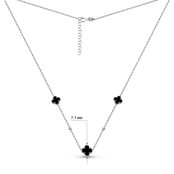 Серебряное колье Клевер с ониксом (арт. 7507/2327/7о) – изображение 3