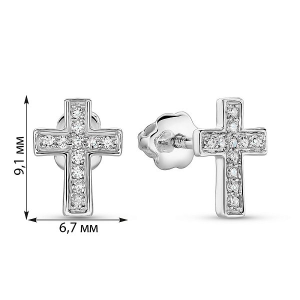 Золоті пусети Хрестики з діамантами  (арт. С341332010б) – зображення 4