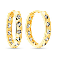 Сережки-кольца из желтого золота с фианитами (арт. 108272/15ж)