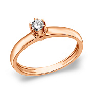 Фото Золотое помолвочное кольцо с бриллиантом (арт. К011003010)