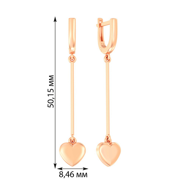 Золоті сережки з підвісками «Сердечка» (арт. 110505) – зображення 2