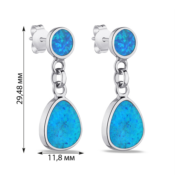 Серьги-подвески серебряные с синим опалом (арт. 7518/5939Пос) – изображение 2