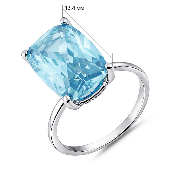 Масивна срібна каблучка з топазом (арт. 7501/2199359Птг) – зображення 2