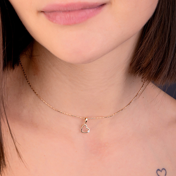 Підвіска з золота Сердечко з діамантом (арт. П011148) – зображення 4