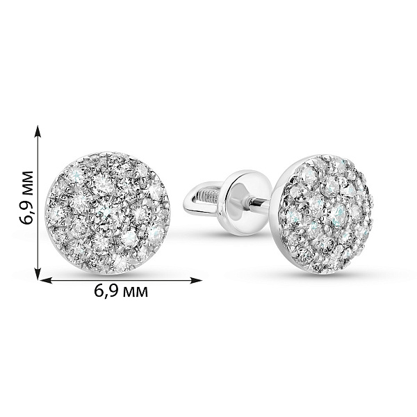 Серьги-пусеты из белого золота с бриллиантами (арт. 2191666202) – изображение 2