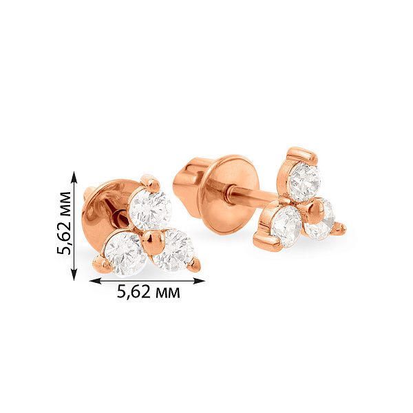 Золотые серьги пусеты с фианитами (арт. 110297) – изображение 6