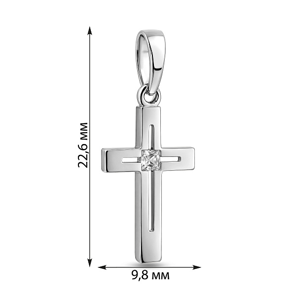 Золотая подвеска-крестик с фианитом (арт. 440638б) – изображение 2