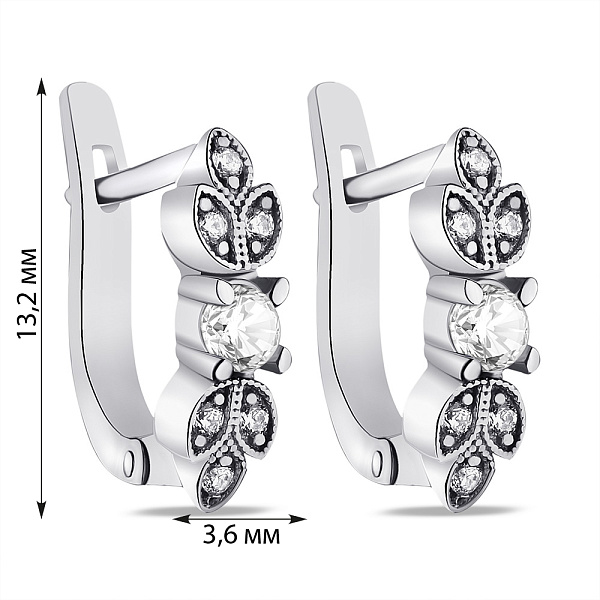 Срібні сережки Гілочка з фіанітами (арт. 7502/1963) – зображення 2