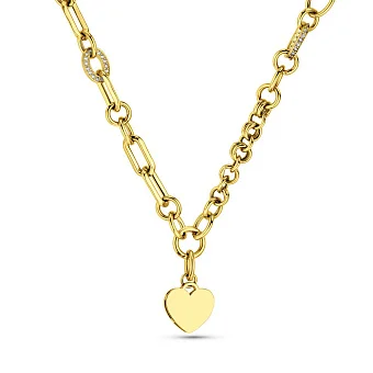 Золотое колье Сердечко с фианитами (арт. 352683ж)