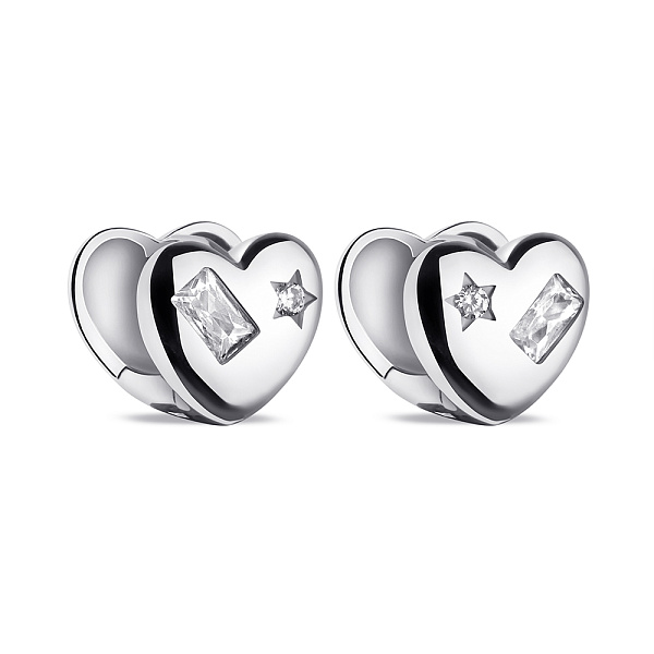 Серебряные сережки Сердечки с фианитами (арт. 7502/9635) – изображение 1