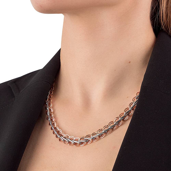 Золотое колье в комбинированном цвете металла (арт. 350164) – изображение 2