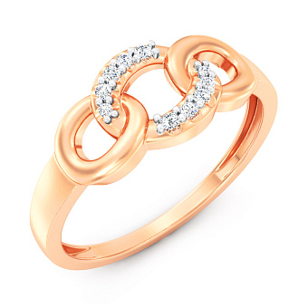 Кольцо "Звенья" из красного золота с бриллиантами (арт. К011263005)