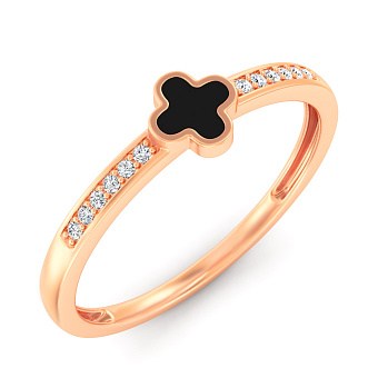 Золотое кольцо с эмалью и фианитами (арт. 141327еч)