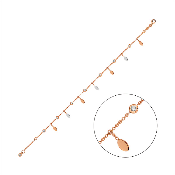 Золотой браслет с дорожкой из фианитов и подвесками (арт. 3261348р) – изображение 1