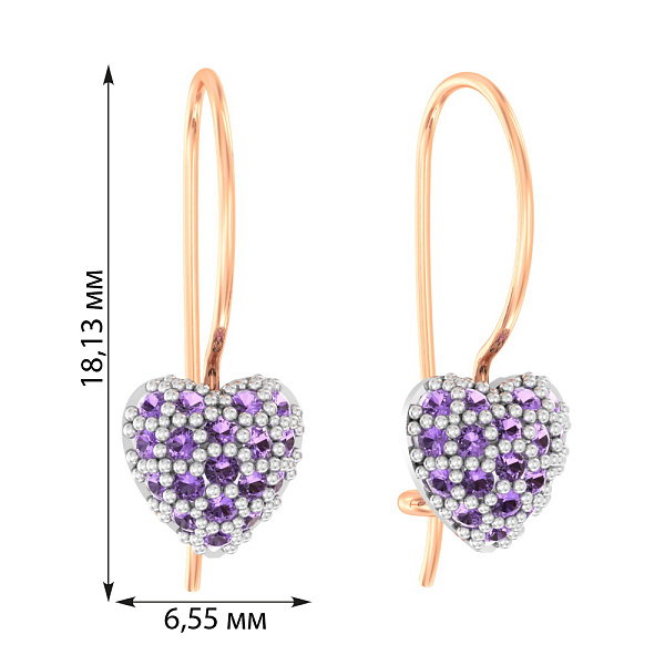 Дитячі золоті сережки «Серденька» з фіанітами (арт. 110443ф) – зображення 4