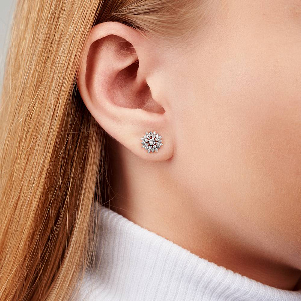 Серьги-пусеты из золота с россыпью бриллиантов (арт. Т011222050б) – изображение 4