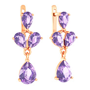 Золоті сережки-підвіски з аметистом (арт. 110676Па)
