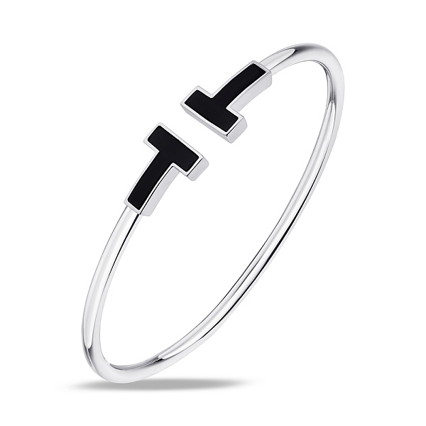 Жорсткий браслет зі срібла з оніксом (арт. 7509/3718/2о) – зображення 1