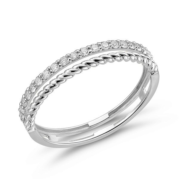 Подвійна каблучка з білого золота з діамантами (арт. К011614010б) – зображення 1