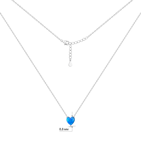 Серебряное колье с подвеской сердце с опалом (арт. 7507/2618Пос) – изображение 3