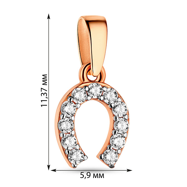 Золотая подвеска «Подкова» с фианитами (арт. 440264) – изображение 3