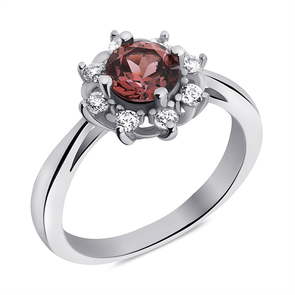 Серебряное кольцо с родолитом и фианитами (арт. 7501/2290Рд) – изображение 1