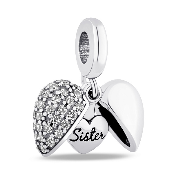 Серебряный подвес-шарм Сердце с фианитами (арт. 7903/4532) – изображение 3