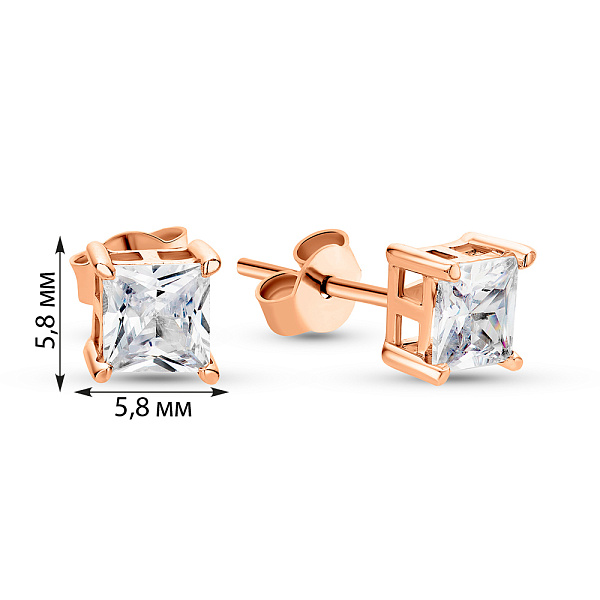 Сережки-пусети з фіанітами (арт. 109888) – зображення 4