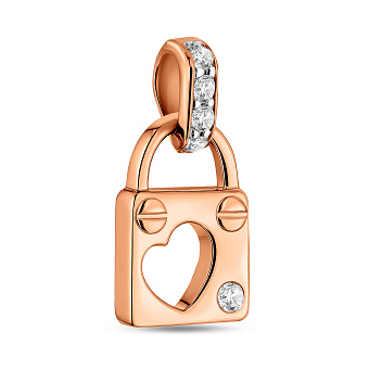 Кулон из красного золота Замочек с фианитами (арт. 440644)
