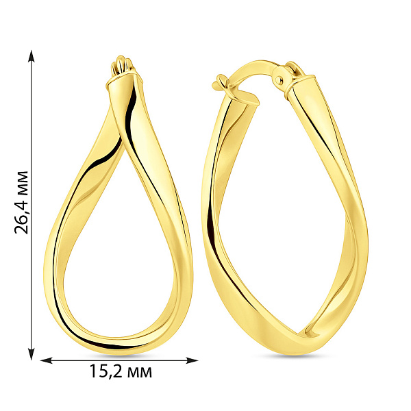 Золотые серьги без камней (арт. 106271/25ж) – изображение 2