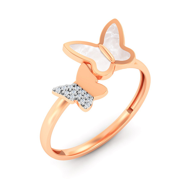 Золота каблучка Метелики з емаллю і фіанітами (арт. 141209еп) – зображення 1