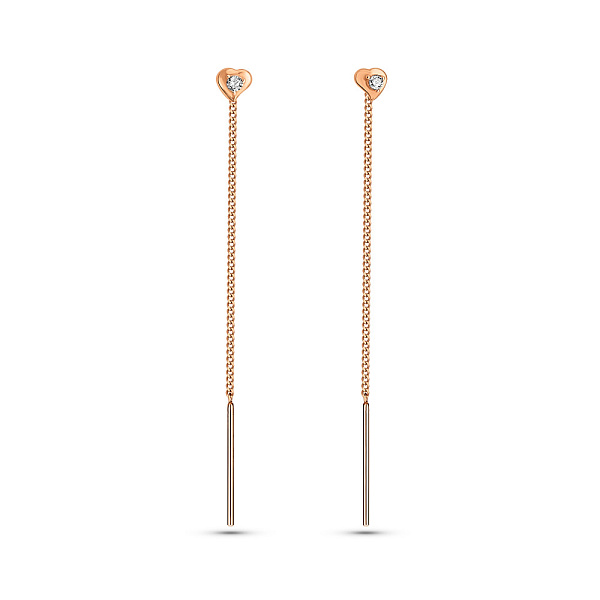 Серьги протяжки из золота Сердце с фианитами (арт. 101738) – изображение 1