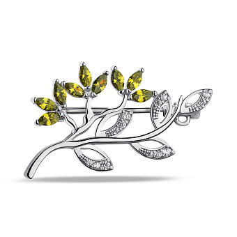 Фото Серебряная брошь с фианитами и альпинитами (арт. 7505/660азбп)