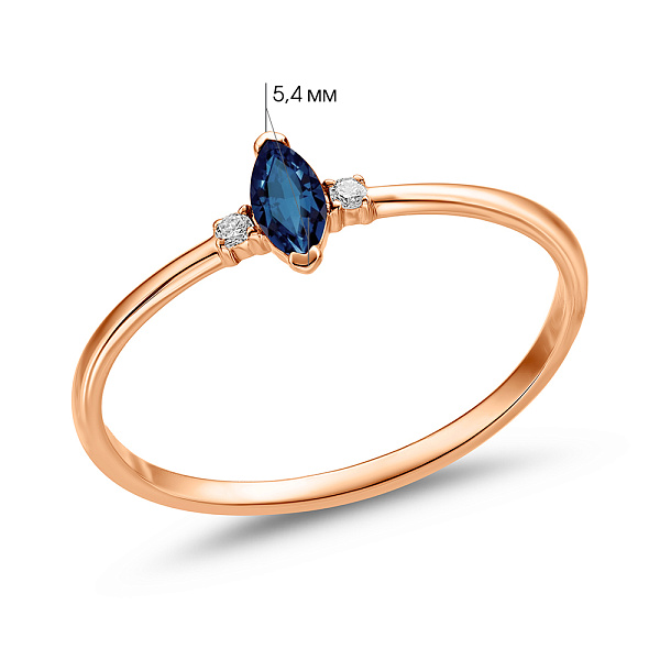 Золота каблучка з сапфіром і діамантами (арт. К011357с) – зображення 2