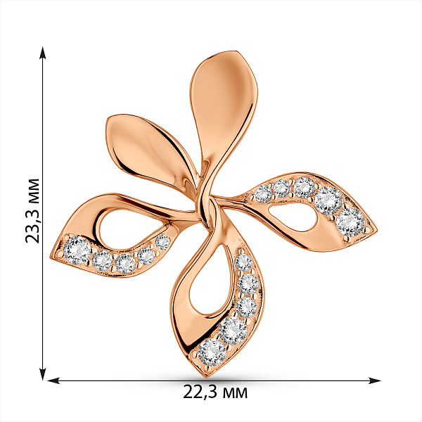 Кулон Цветок из красного золота с фианитами (арт. 3111804101) – изображение 3