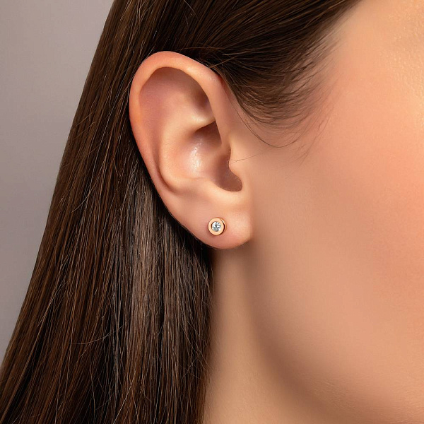 Золоті сережки пусети з фіанітами (арт. 110634) – зображення 2