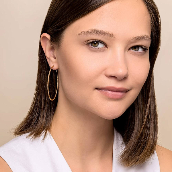 Золотые серьги-кольца с алмазной гранью (арт. 122001/50) – изображение 3