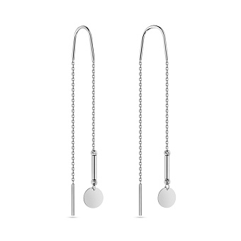 Серьги-протяжки из белого золота с монетами (арт. 108744ба)