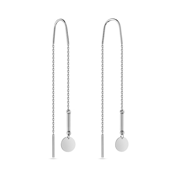 Сережки-протяжки з білого золота з монетами (арт. 108744ба) – зображення 1