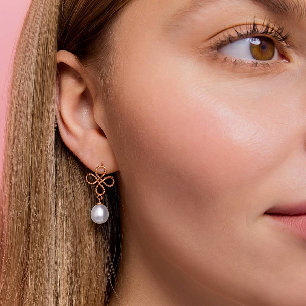 Золотые серьги с жемчугом (арт. 102540прлб) – изображение 2