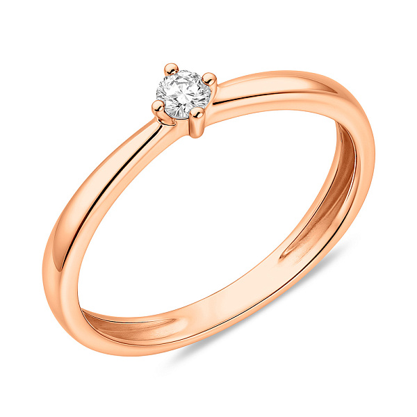 Помолвочное кольцо из красного золота с бриллиантом (арт. К011091010) – изображение 1