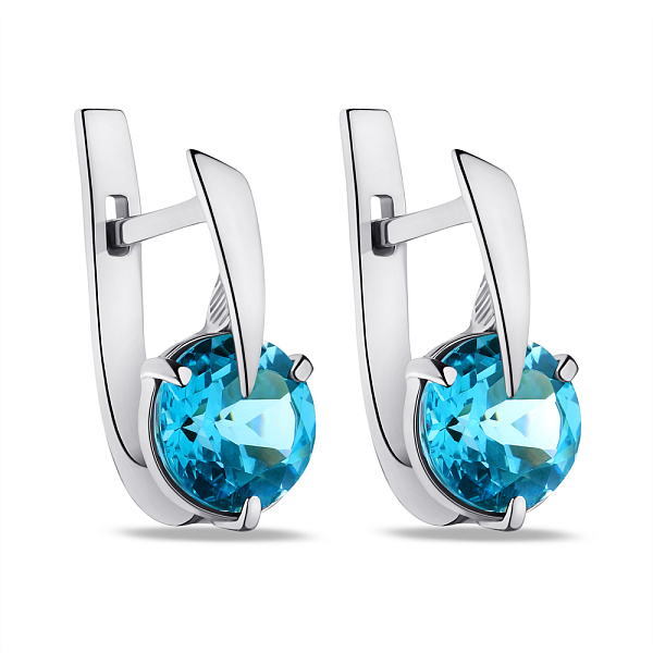 Срібні сережки з аквамарином (арт. 7502/575Амсп) – зображення 1