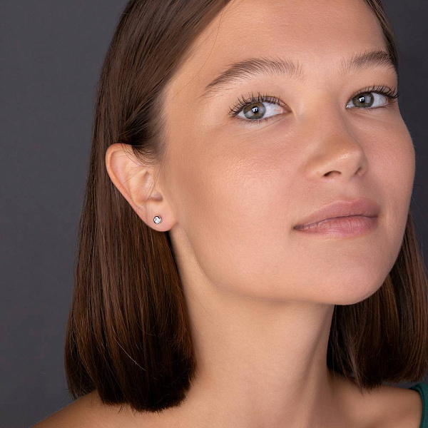 Пусети з білого золота з діамантами (арт. С341278020б) – зображення 4