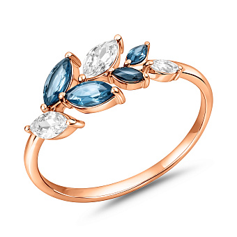 Фото Золотое кольцо с топазом Лондон и фианитами (арт. 141248Пл)
